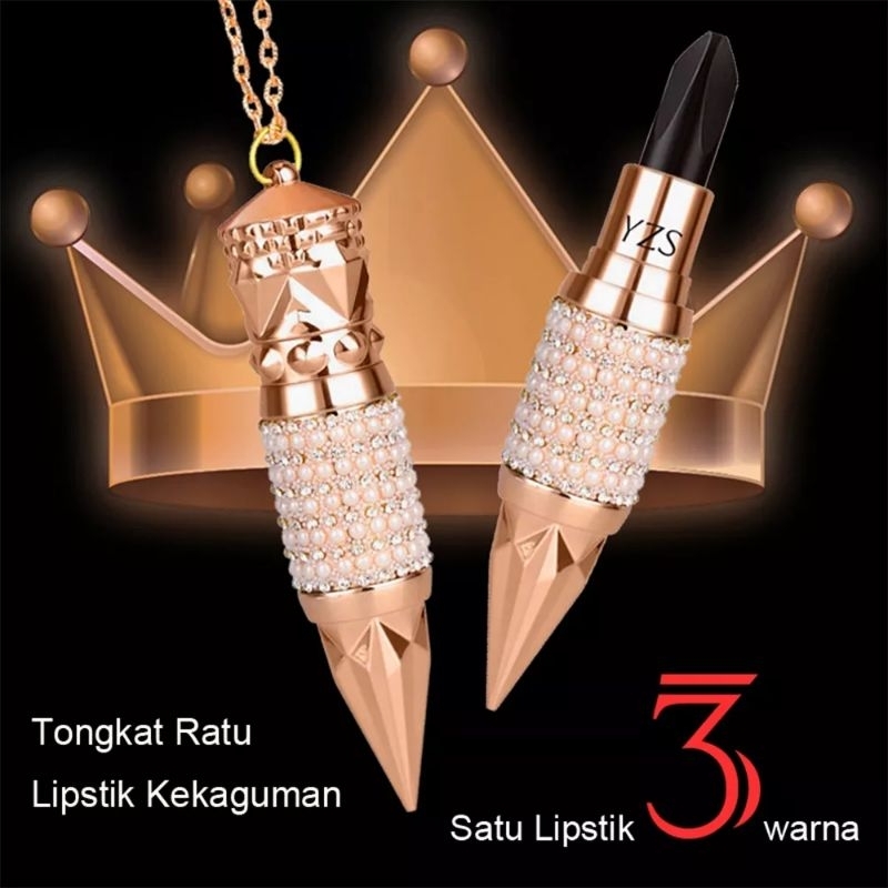 YZS Tricolor Lipstick 3 in 1 Matte Lipstik Tongkat Ratu Tiga Warna Longlasting