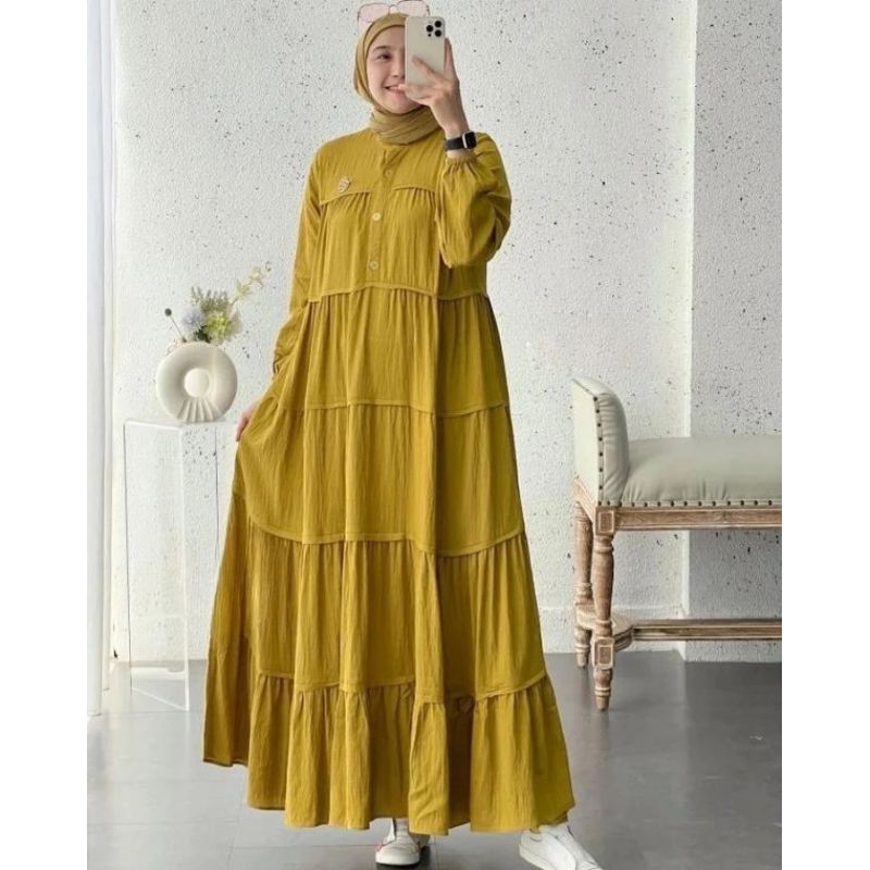 TERBARU BISA COD INARA MIDI DRESS/MIDI DRESS KOREAN/MIDI DRESS CRINKLE/MIDI DRESS KOREAN STYLE/MIDI DRESS TERBARU/TERLARIS/MIDI DRESS KEKINIAN/MIDI DRESS VIRAL/DRESS WANITA MUSLIM