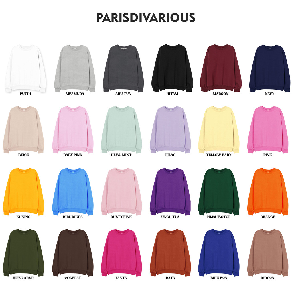 Parisdivarious Sweater Hoodie Sweatshirt Crewneck Unique Bahan Fleece Size S - XXL (Pria &amp; Wanita)