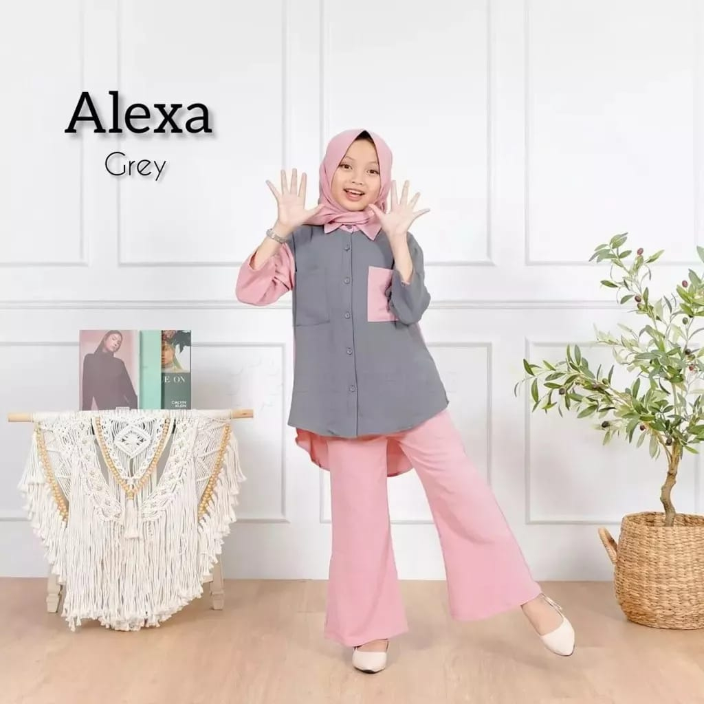 MRA - Baju stelan anak Fashion Free Hijab Usia 8-12 Tahun Baju anak perempuan Bahan Crinkle Stelan anak perempuan terbaru