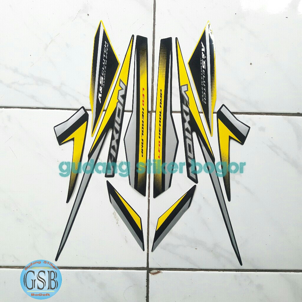 Stiker striping lis body motor yamaha vixion 2018 hitam-kuning