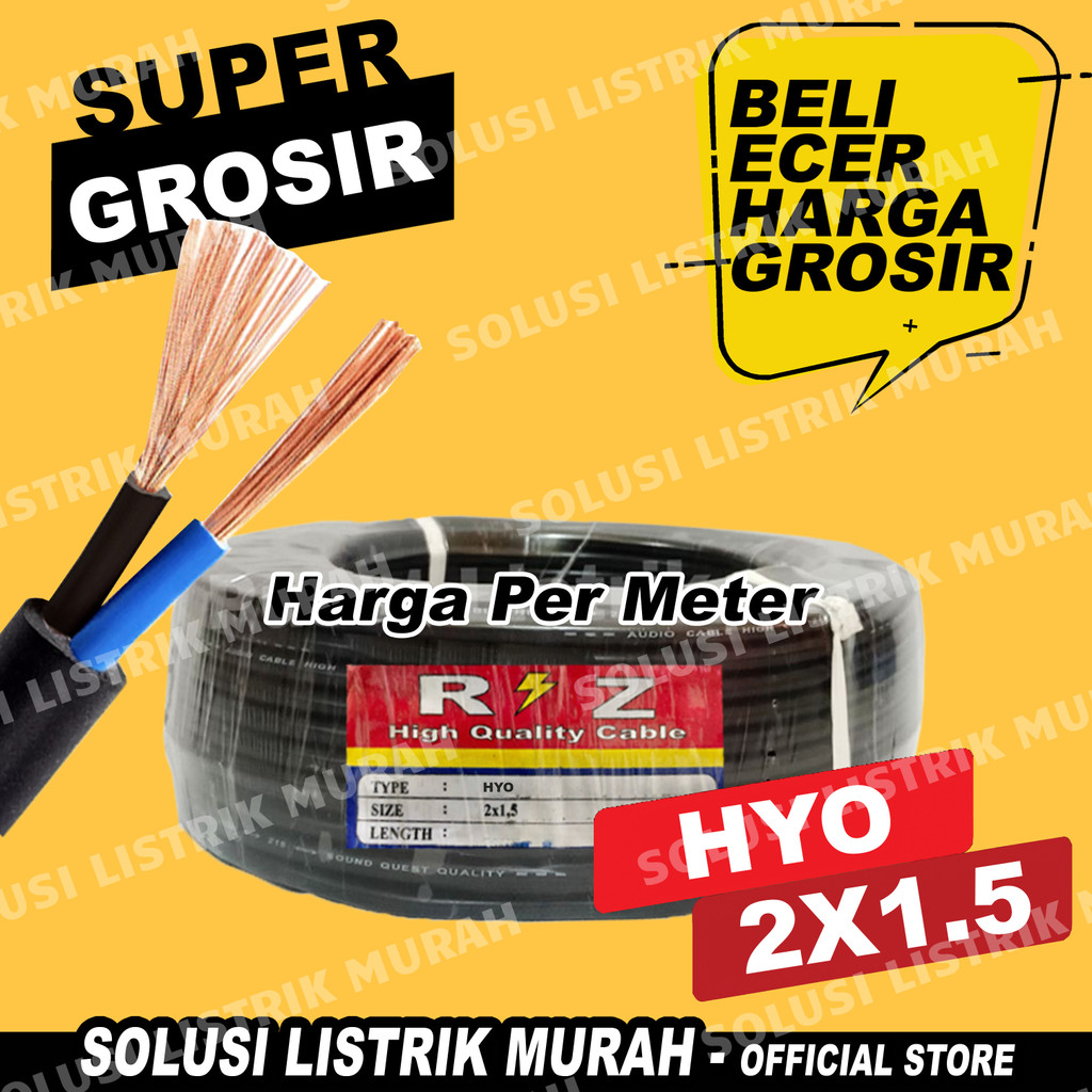 Kabel Listrik HYO 2x1,5 Hitam Serabut NYYHY Hitam Harga Permeter RZ