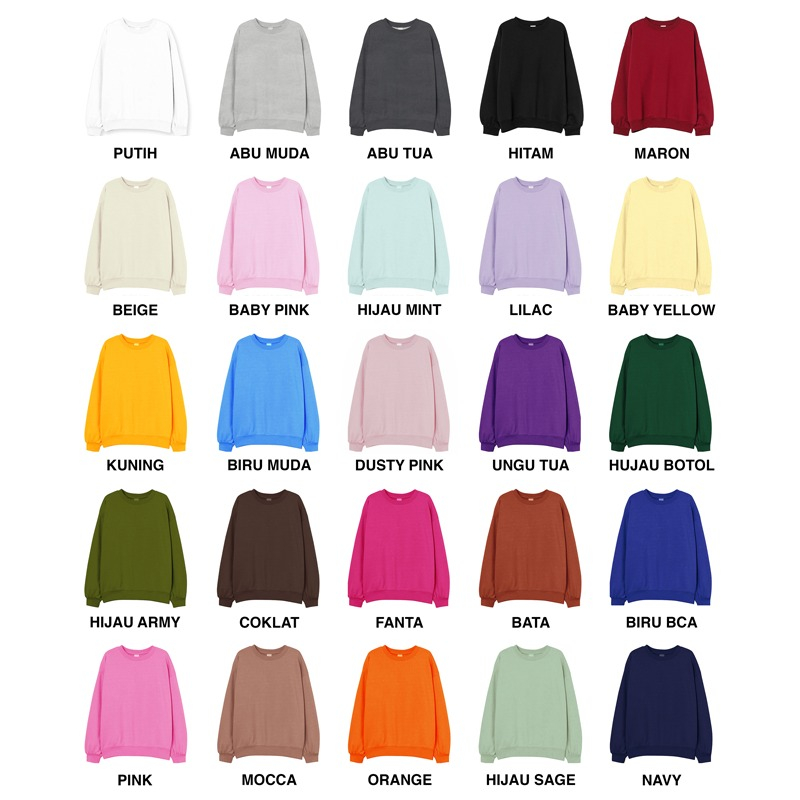 Parisdivarious Sweater Hoodie Sweatshirt Crewneck Chocolate Bahan Fleece Size S - XXL (Pria &amp; Wanita)