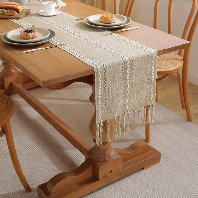 Tassel Table Runner / Taplak Meja Makan Tamu Rajut Simple Macrame Aesthetic Scandinavian Renda