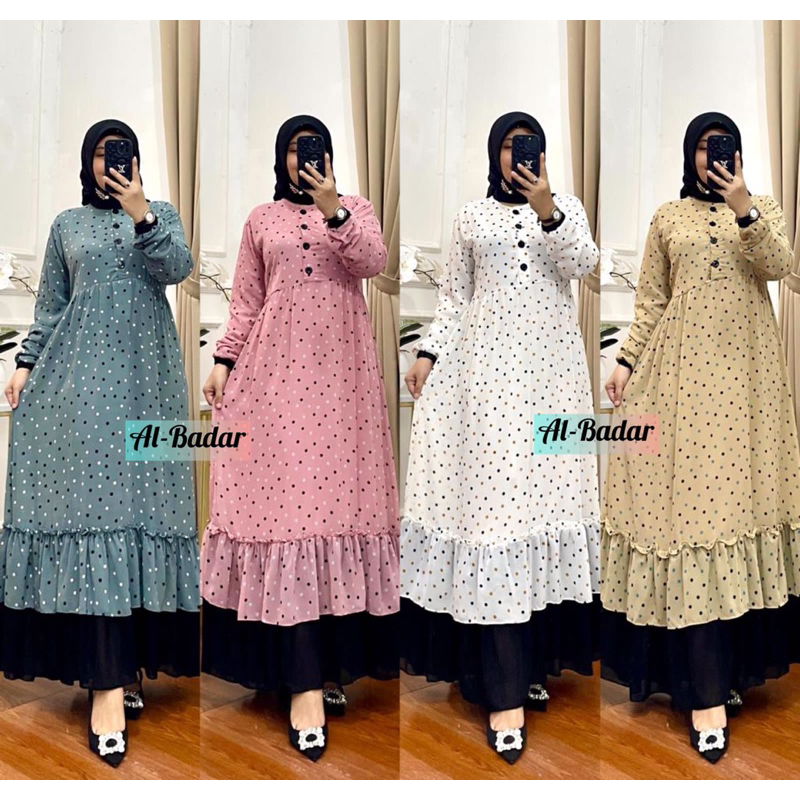 GAMIS CERUTY BABYDOLL MOTIP POLKADOT FULL PURING