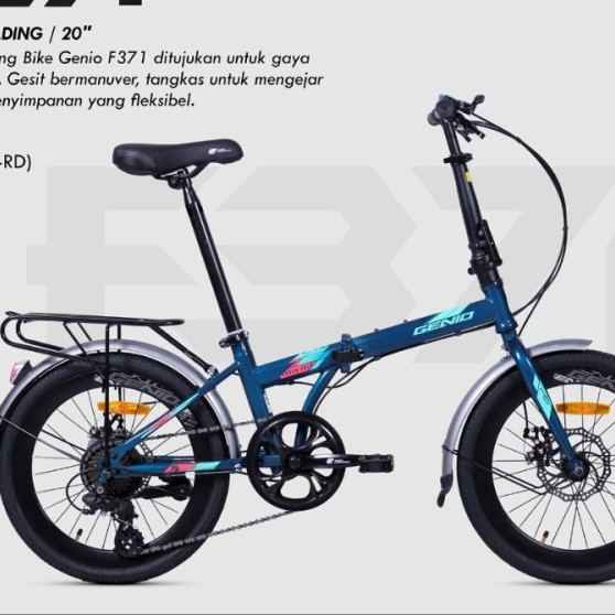 Sepeda lipat 16 20 inch genio by united anak dan dewasa 7speed rem cakram ada boncengan dan spakbor 