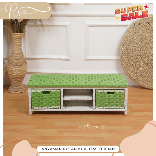 Rak TV Laci MURAH Serbaguna Rotan Sintetis Isi 2 Laci Samping Plus Tempat PS