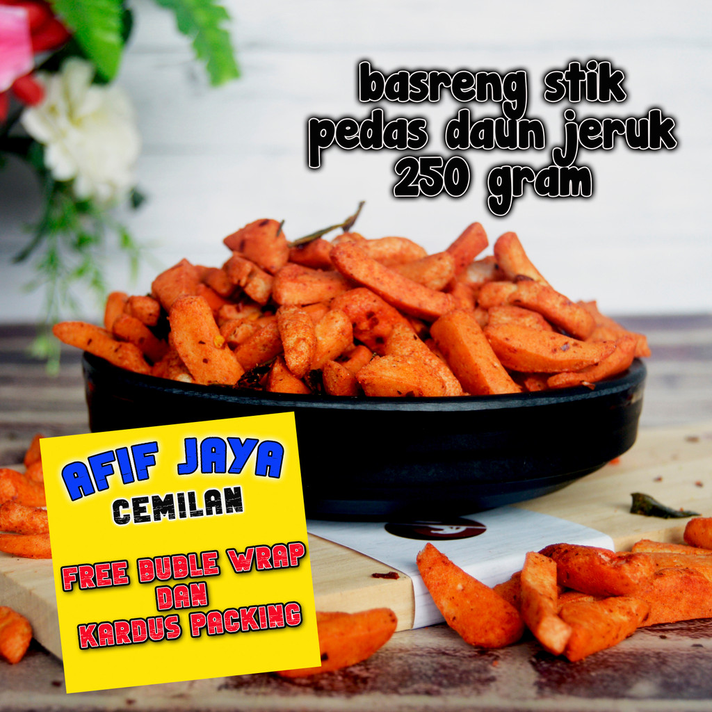 

Basreng Stik Pedas Daun Jeruk Kiloan 250 Gram Afif Jaya Cemilan,Renyah Gurih dan Pedas