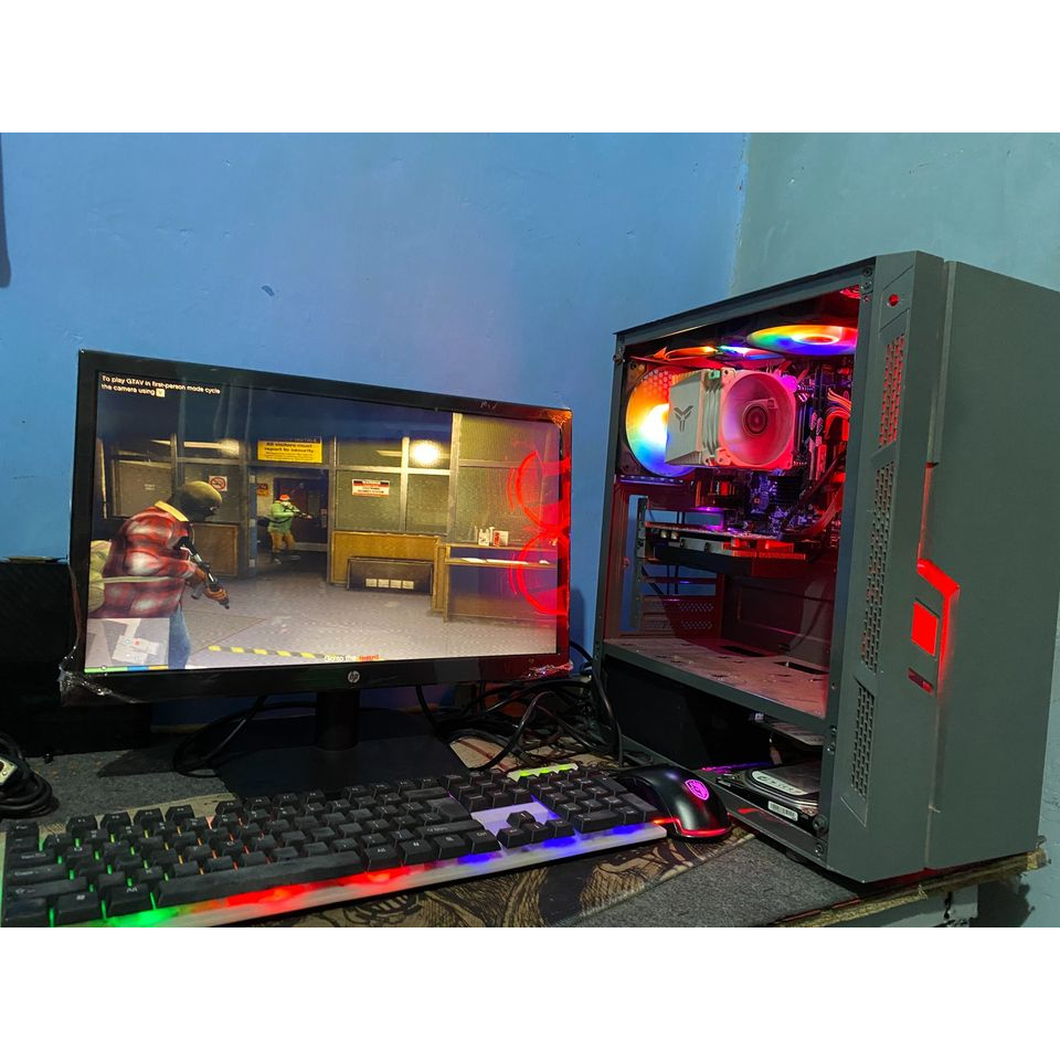KOMPUTER GAMING FULLSET INTEL CORE I5 3470 RAM 16GB VGA R7 240 2GB DDR5 SSD LED 19" CASE RGB