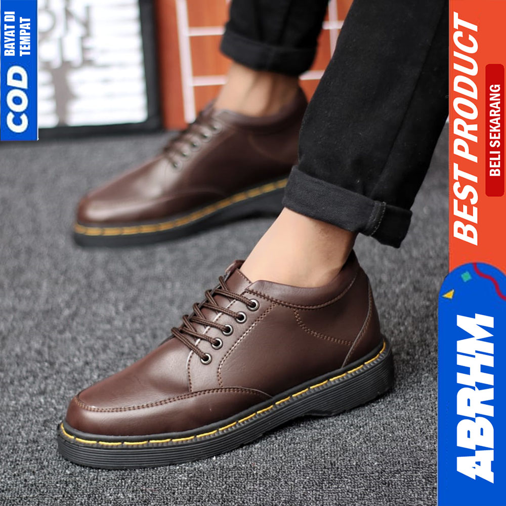 ABRHM Sepatu Formal Pantofel Pria Docmart Casual Kulit Pria Kerja Hitam OSAMU