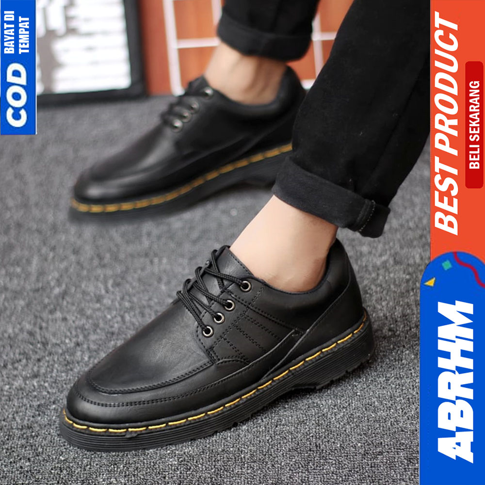 ABRHM Sepatu Formal Pantofel Docmart Casual Kulit Kerja Hitam Pria NEZUKO