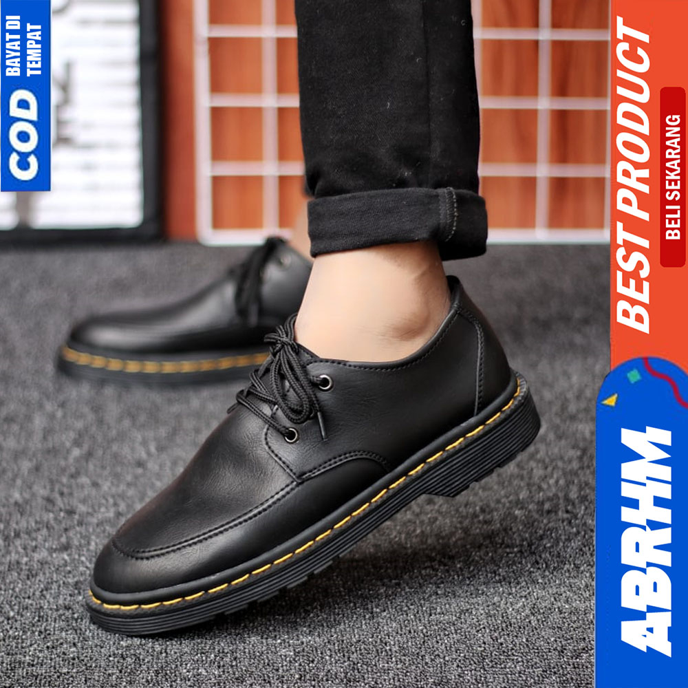 ABRHM Sepatu Formal Pantofel Docmart Casual Kulit Kerja Hitam Pria NEZUKO