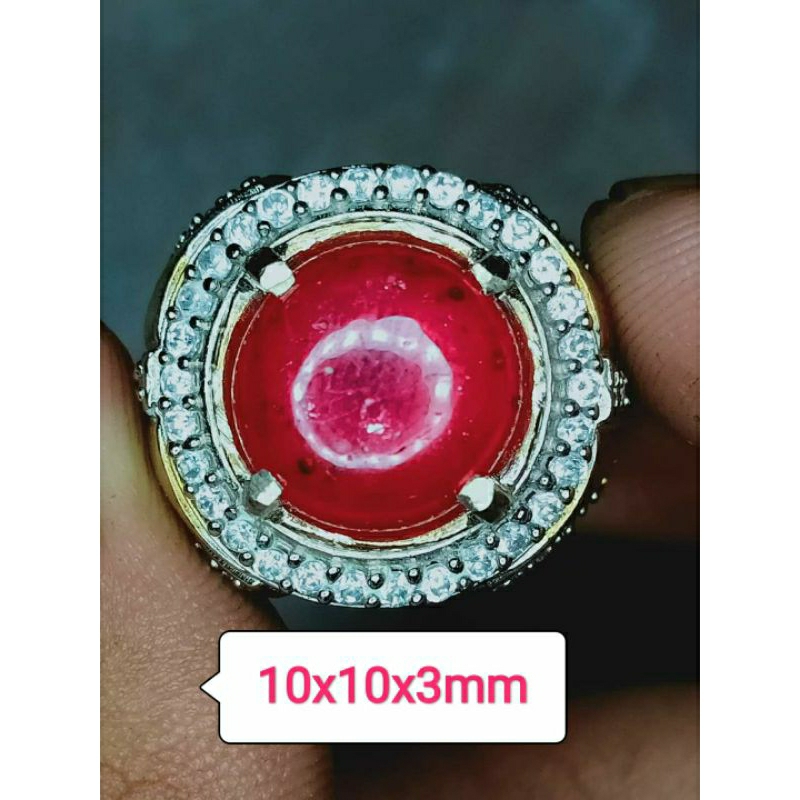 cincin akik permata Red Ruby Pigeon Blood Mozambique, sudah memo, termurah