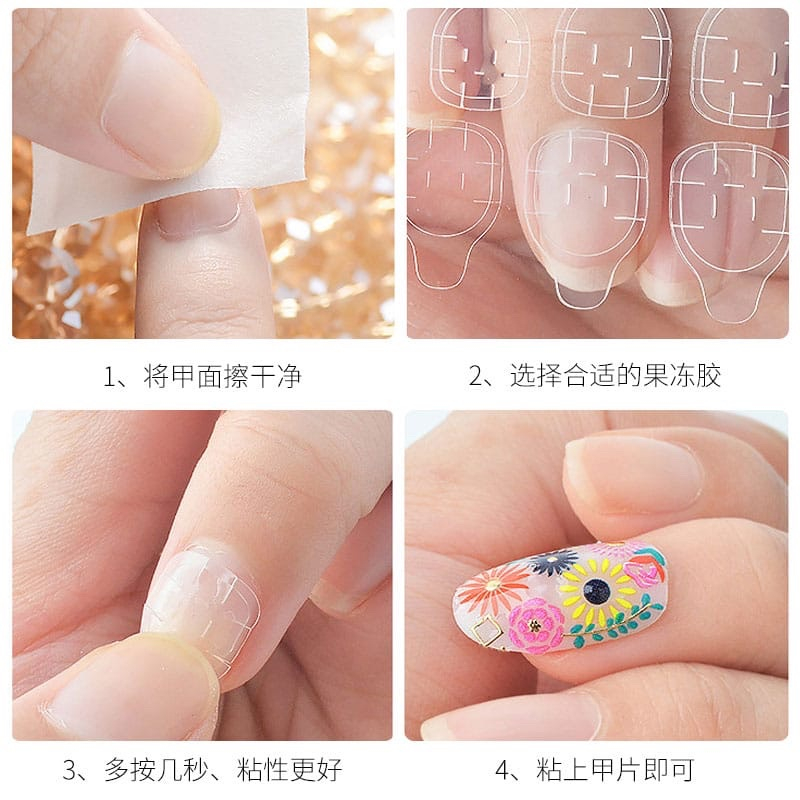 (12 PCS)Kuku Palsu Dan Lem Fake Nail Art 3d Kuku Palsu Tahan Air kuku palsu gambar tempel tanah lama / kuku tempel