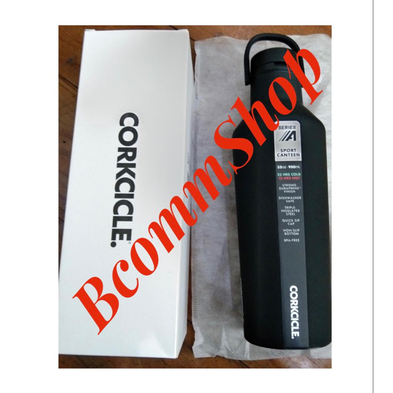 Corkcicle Black 32 oz Sport Canteen Botol Minum