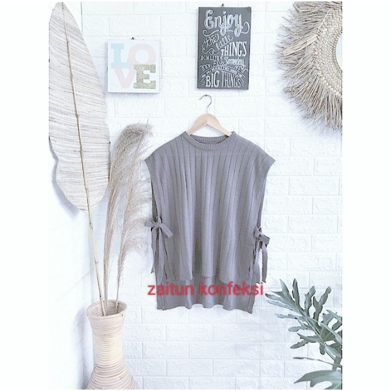 vest rompi wanita tali lace knit premium // vest wanita kekinian terbaru