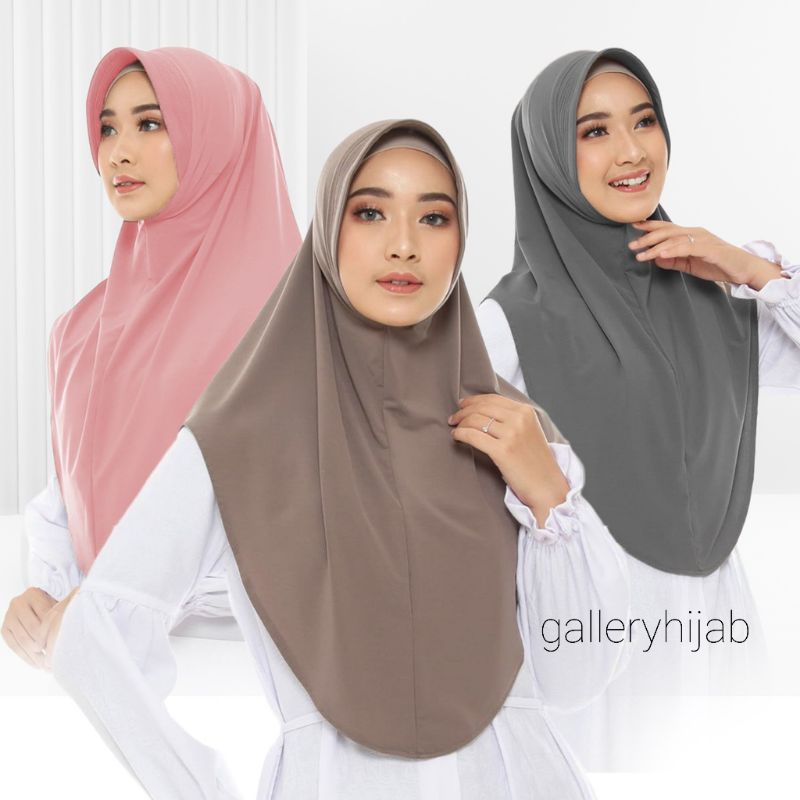 Hijab Instan Jersey | Khimar Jersey Pinguin | Kerudung Sport ukuran L