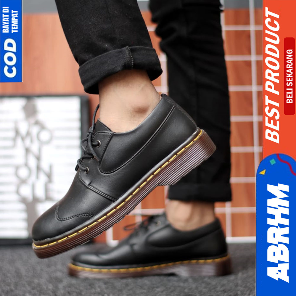 ABRHM Sepatu Formal Pantofel Docmart Low Boots Pria Casual Kulit Kerja Pria FUNAKI