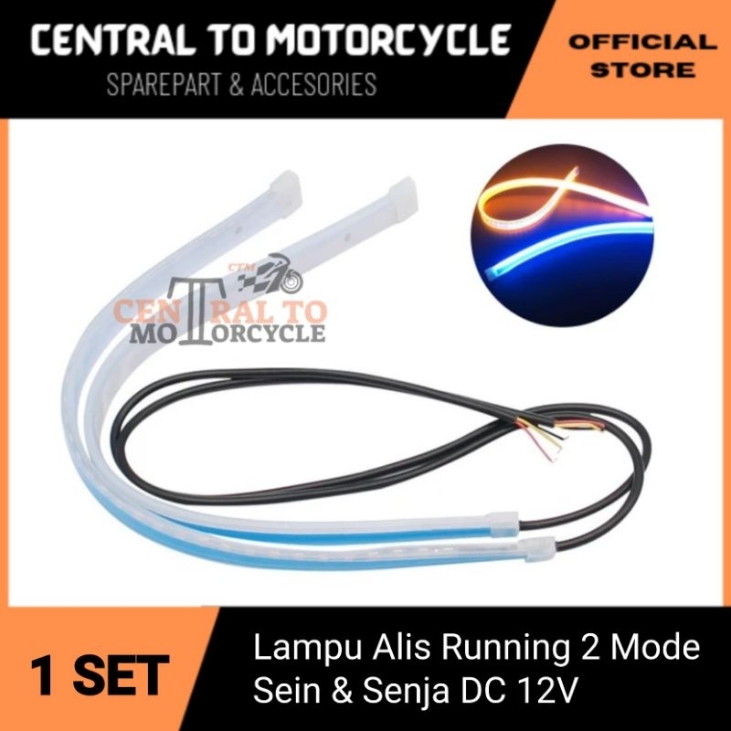 1 Set Lampu Alis Running 2 Mode Sein &amp; Senja DC 12V Bisa Untuk Mobil dan Motor