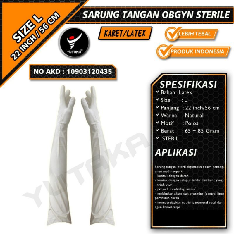 Sarung tangan Obgyn steril 56 cm isi 10 psg/murah Sarung tangan Obgyn steril 56 cm isi 10 psg