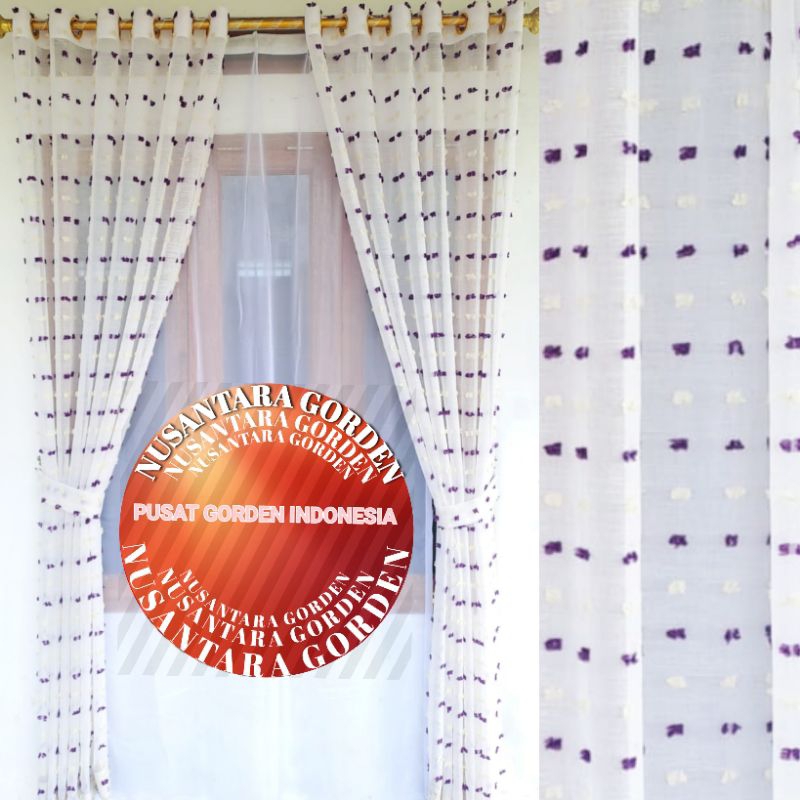gorden cantik kombinasi dua jambull ungu krem vitrase Rubicon jendela dan pintu rumah