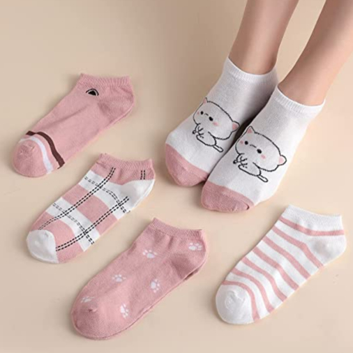 MMM Kaos Kaki Wanita Pendek Semata Kaki 6775 Kaus Kaki Pendek Motif Kartun Kucing Lucu Pink Cat Meow Sarung Kaki Pendek Wanita Ankle Socks Fashion Korea Women Sock Import Murah