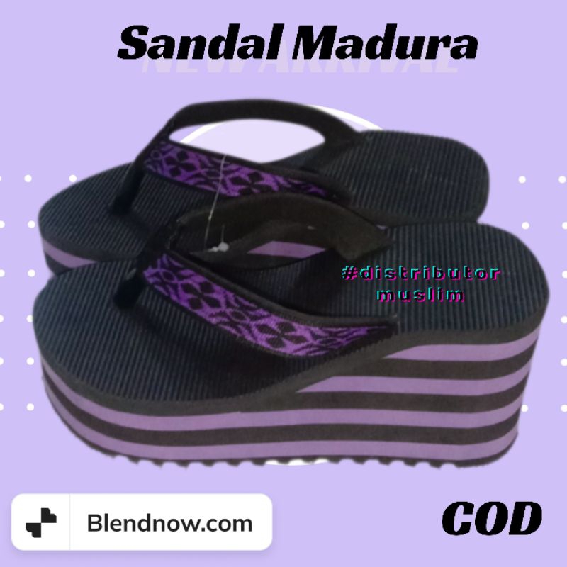 SANDAL MADURA CEWEK DEWASA TINGGI 9CM BAHAN SPON TERKUAT PRODUKSI SENDIRI