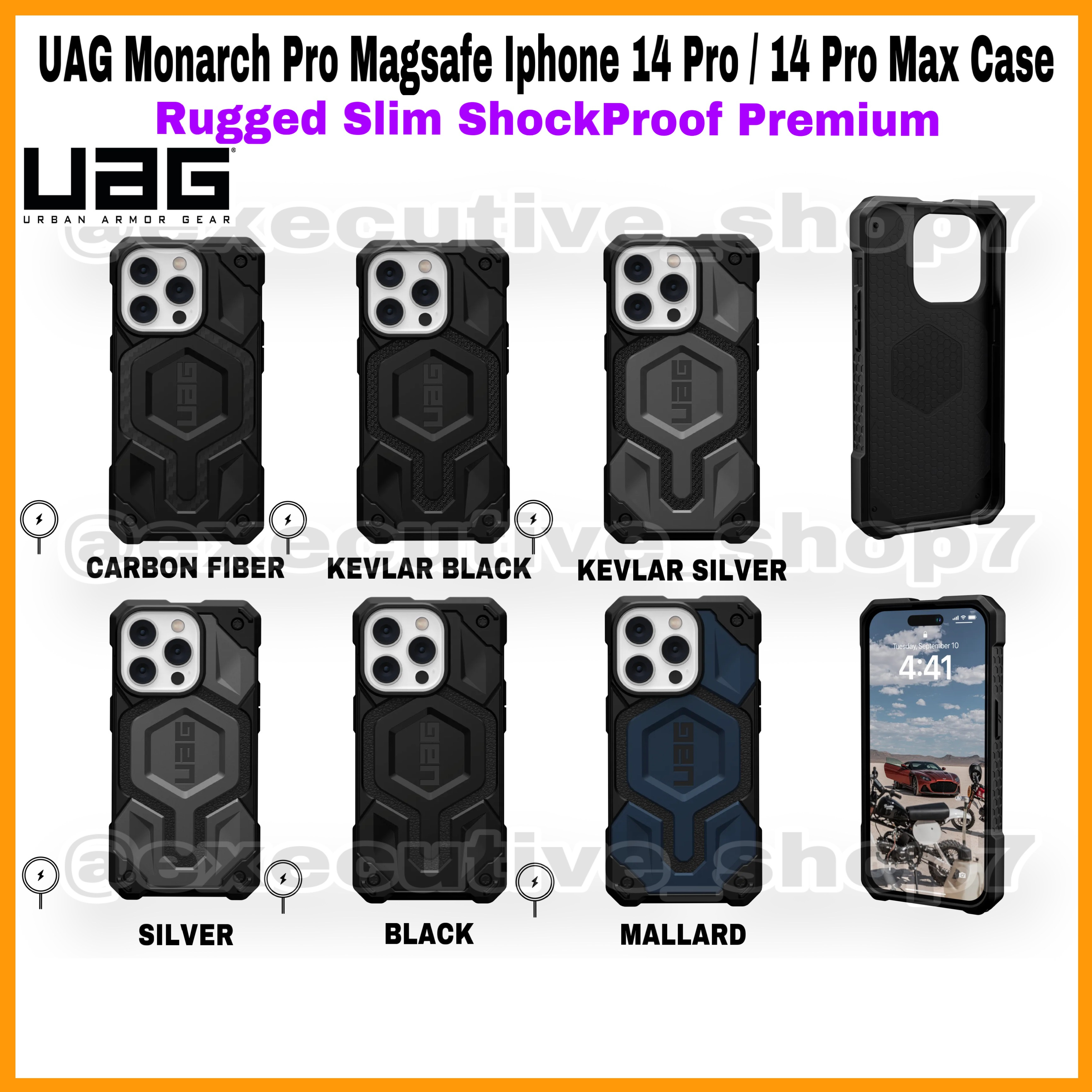 UAG Monarch Pro Magsafe iP 14 Pro / 14 Pro Max Case - Rugged Slim ShockProof Premium