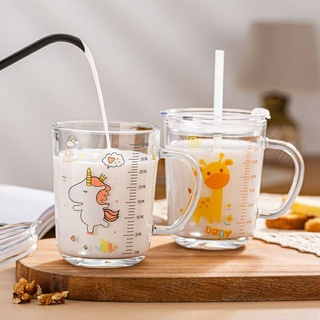 Gelas kaca * tumbler * Gelas ukur * Gelas Gambar lucu * dengan pegangan * 400ml