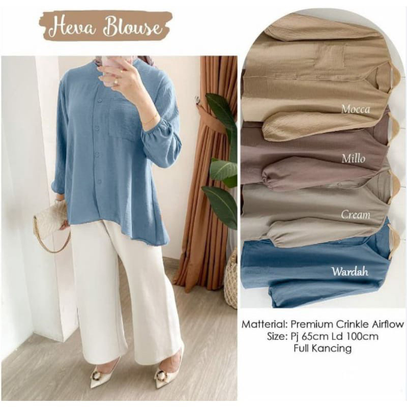 Aisa Blouse Crinckle premium - Heva blouse Oversize crinckle - Kemeja Blouse Wanita