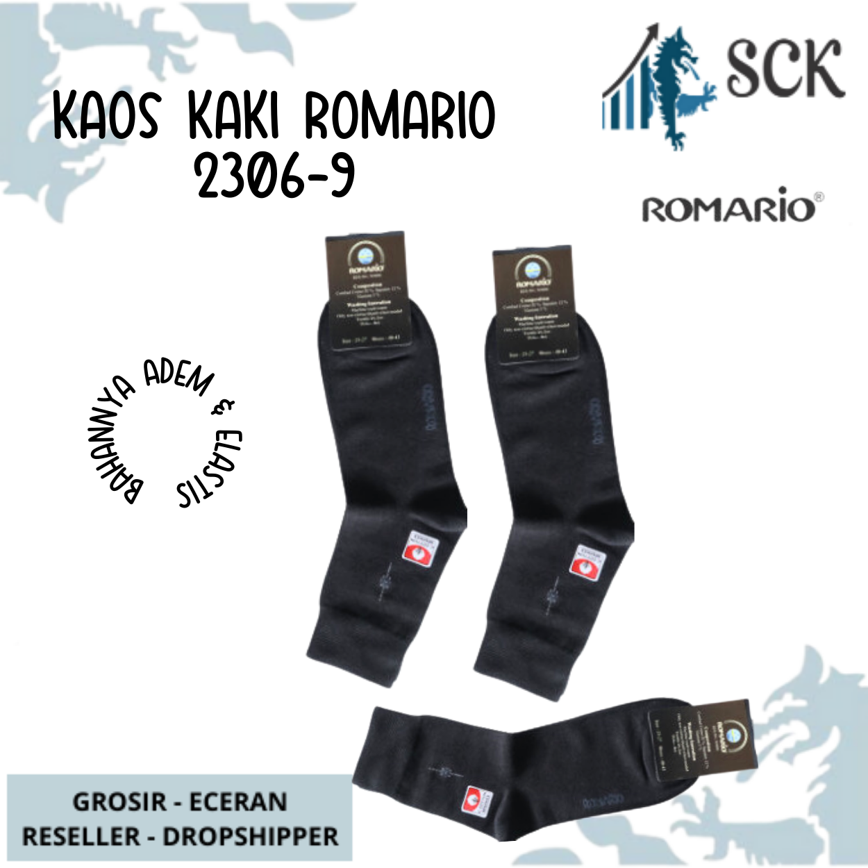 Kaos Kaki Pria ROMARIO 2306-9 Polos Warna / Kaus Kaki Invisible Socks - sckmenwear GROSIR