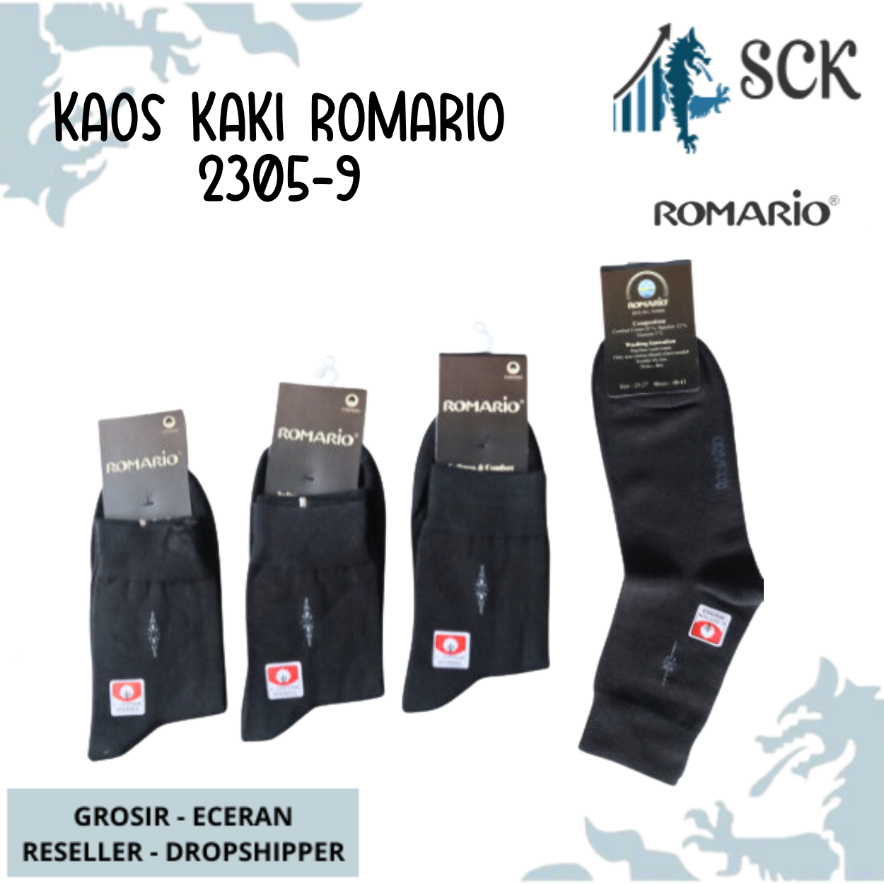 Kaos Kaki Pria ROMARIO 2305-9 / Kaos Kaki Kerja Kantor Pria / Pakaian Kantor - sckmenwear GROSIR