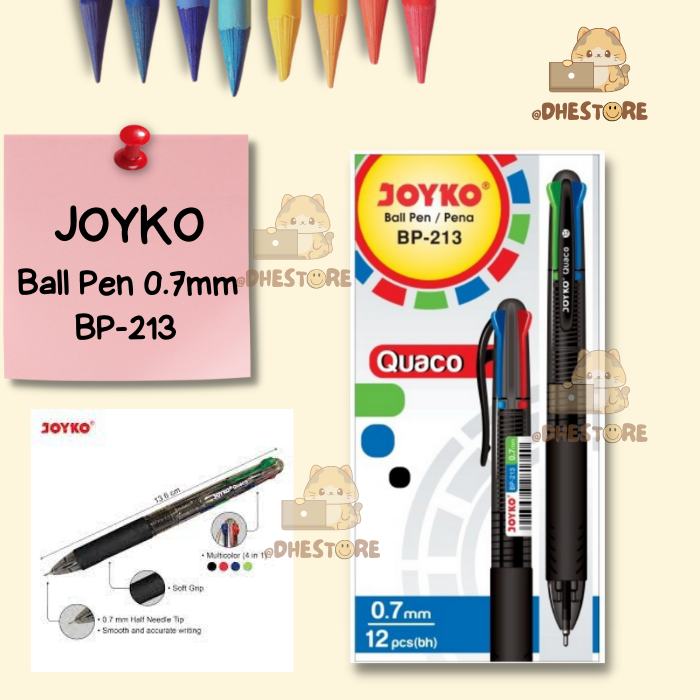 

Pena Joyko Quaco BP-213 0.7mm 4 Warna | Pulpen Joyko Quaco