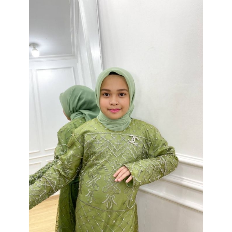 PB Prilly Busana - VELISA DRESS ANAK TILE BORDIR MIX CERUTY MALAYSIA - GAMIS ANAK BRUKAT - GAMIS PESTA ANAK