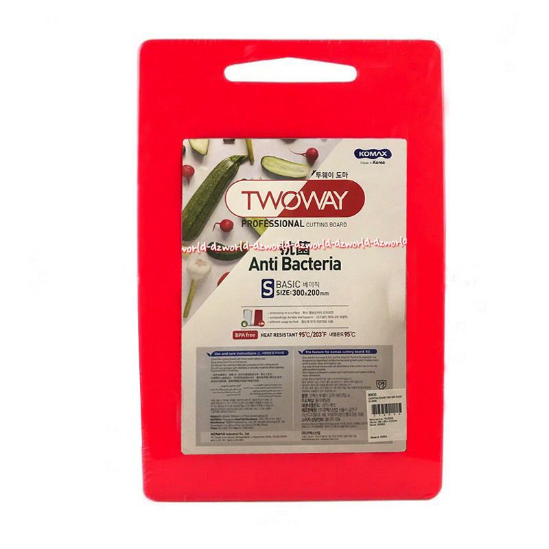 Twoway Cutting Board 30x20cm Anti Bacteria Talenan Tempat Alat Potong Warna Merah Papan Irisan Model Kotak Persegi Two Way Cutting Board