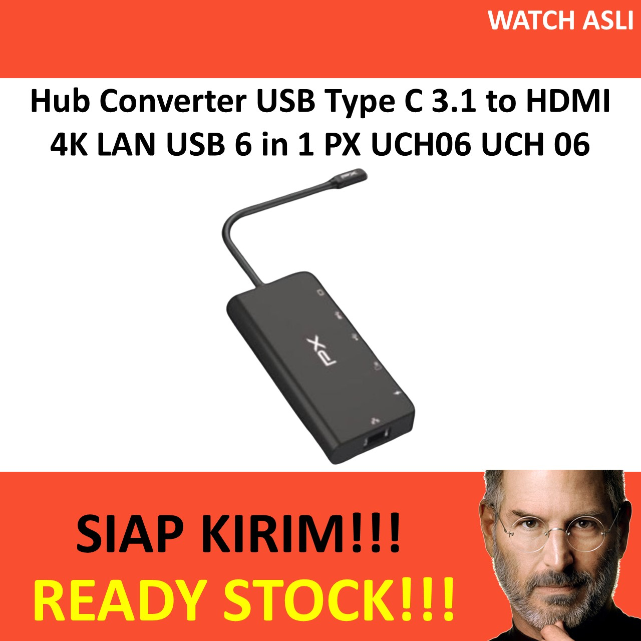 Hub Converter USB Type C 3.1 to HDMI 4K LAN USB 6 in 1 PX UCH06 UCH 06