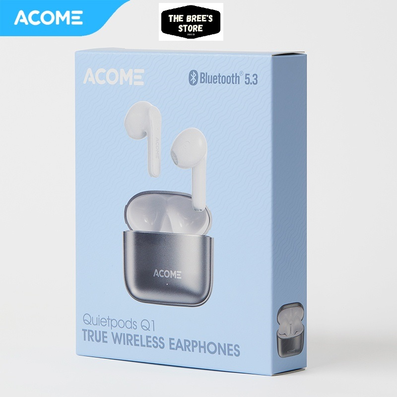Acome Headset Earphone Bluetooth TWS5.3 ENC Call Noise Reduction 3,5 Gram Ultra Light - Garansi Resmi 1 Tahun Quietpods Q1