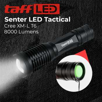 TaffLED Senter LED Tactical Cree XM-L T6 8000 Lumens - F18 - Black