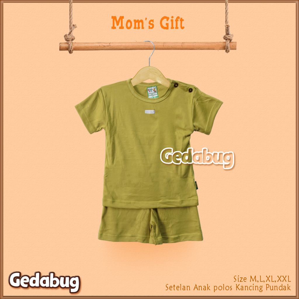 Setelan Kaos Anak Pendek Mom's Gift Polos | Setelan Kaos anak Kancing Pundak | Gedabug