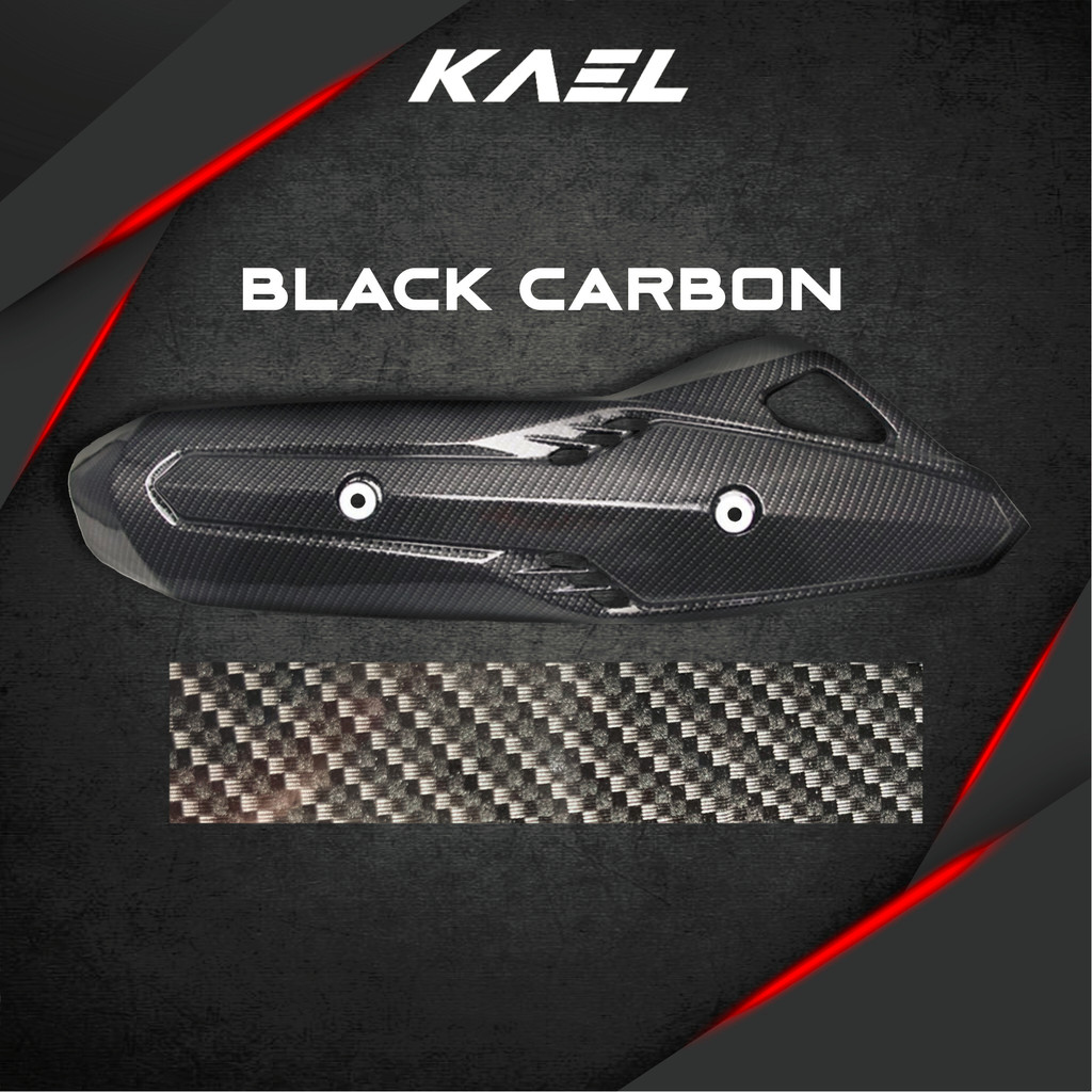 Cover Knalpot Honda Vario Techno 125 Old 2012-2014 &amp; Vario 125-150 New LED eSP 2015-2017 Karbon-Carbon-Hitam Polos Tutup-Tameng-Pelindung Kenalpot