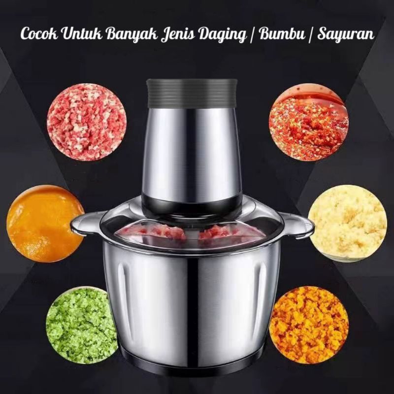 Blender Daging Chopper Stainless 2L Penggiling Daging Multifungsi Meat Grinder⭐ Super8⭐