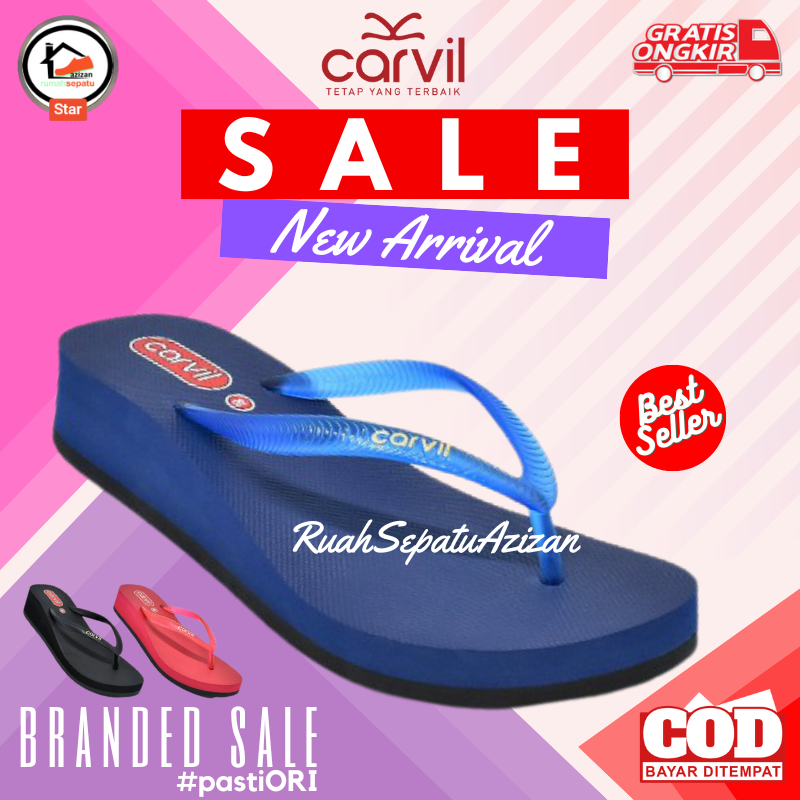 Sandal Jepit Carvil Isabella model Wedges Wanita | Original By Carvil