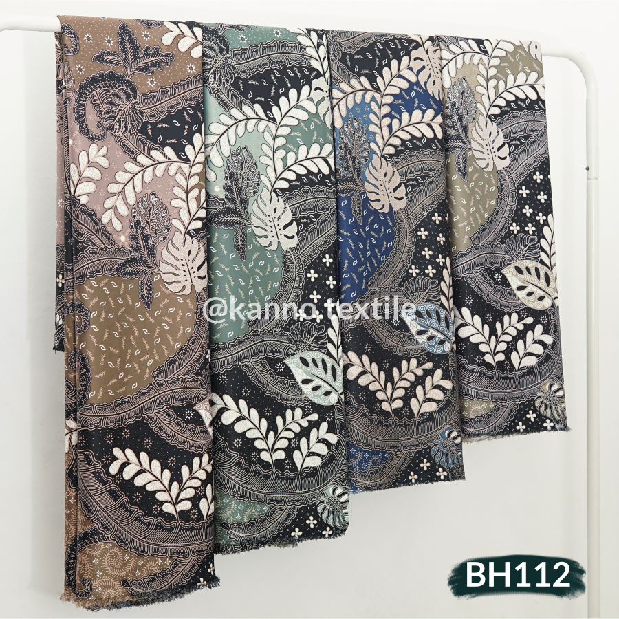KAIN BATIK HALUS SEMI SUTRA BH112 MOTIF BUNGA WARNA MOCCA/SAGE/BIRU/OLIVE