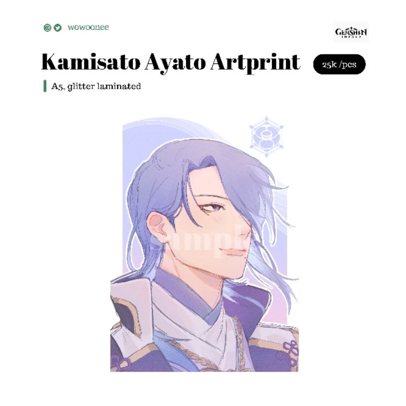 [Pre-Order] Kamisato Ayato Glitter Laminated A5 Artprint