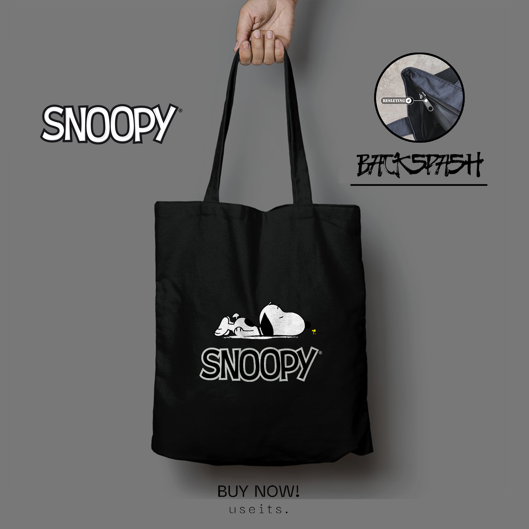 Totebag Tas Kartun Snoopy Lucu Pria Wanita - SNOOPY H