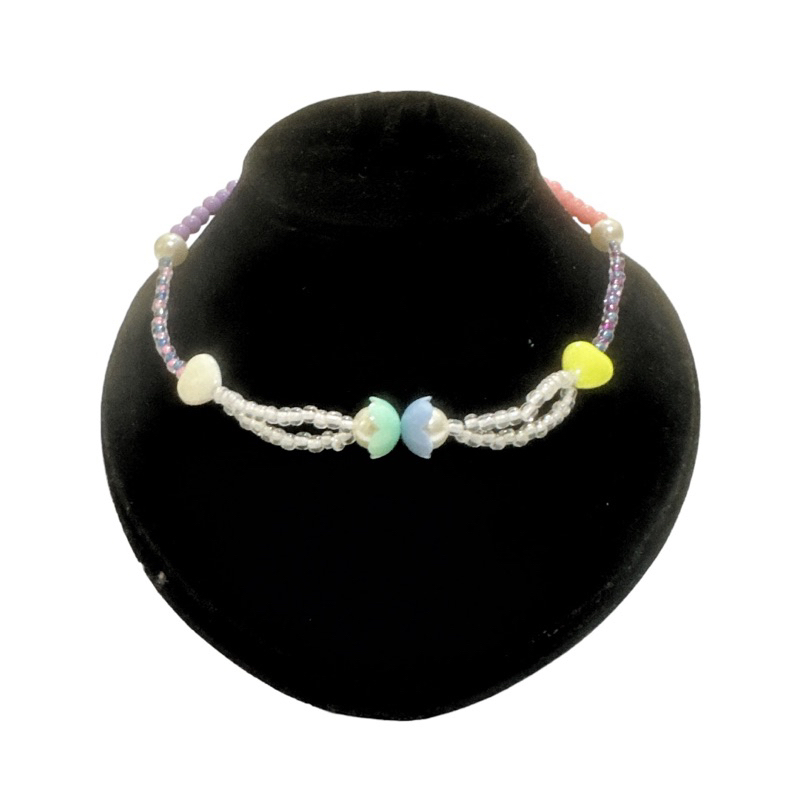 Jovita Flowery Colorful Beads Necklace Kalung Bunga Warna Warni Korea