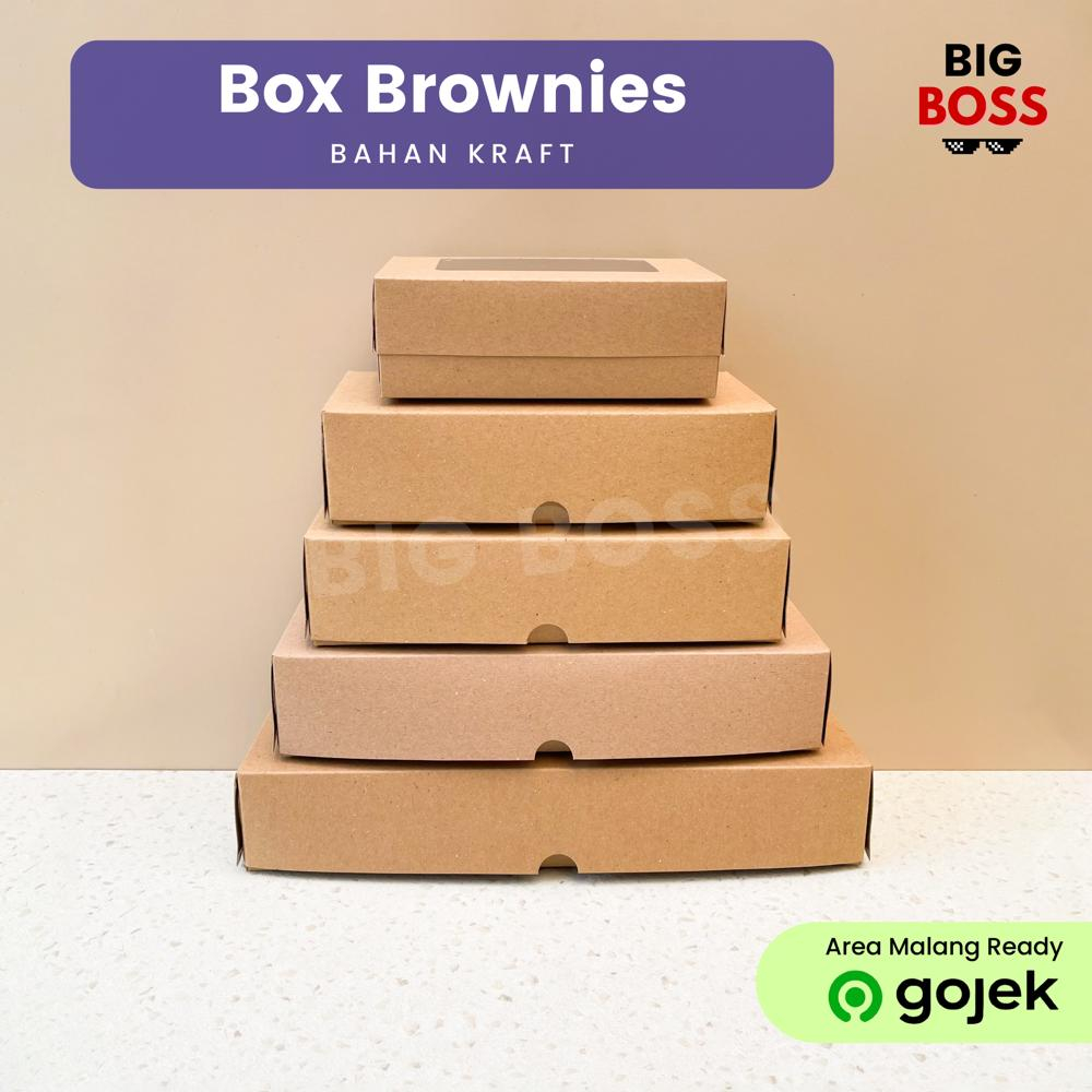 Dus Kotak Brownies 22x10x5 Coklat Kraft Laminasi / Dus Kue Bolen Spikoe Donat Bolu Gulung / Dus Cookies