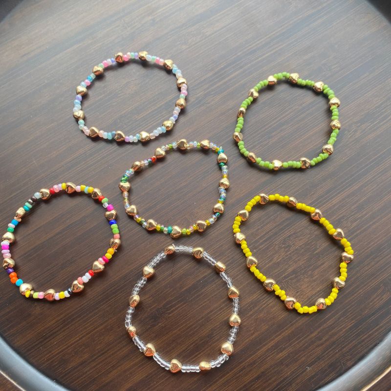 Gelang Manik Fancy Love Hati Warna Cantik