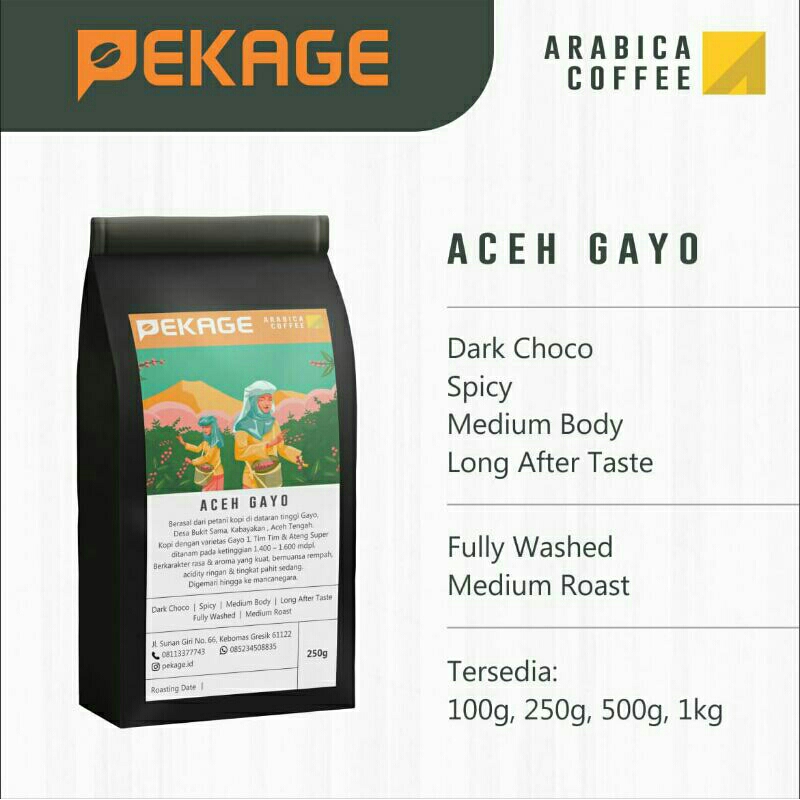 

KOPI Arabica Aceh Gayo (250gr) Washed "single Original" PEKAGE