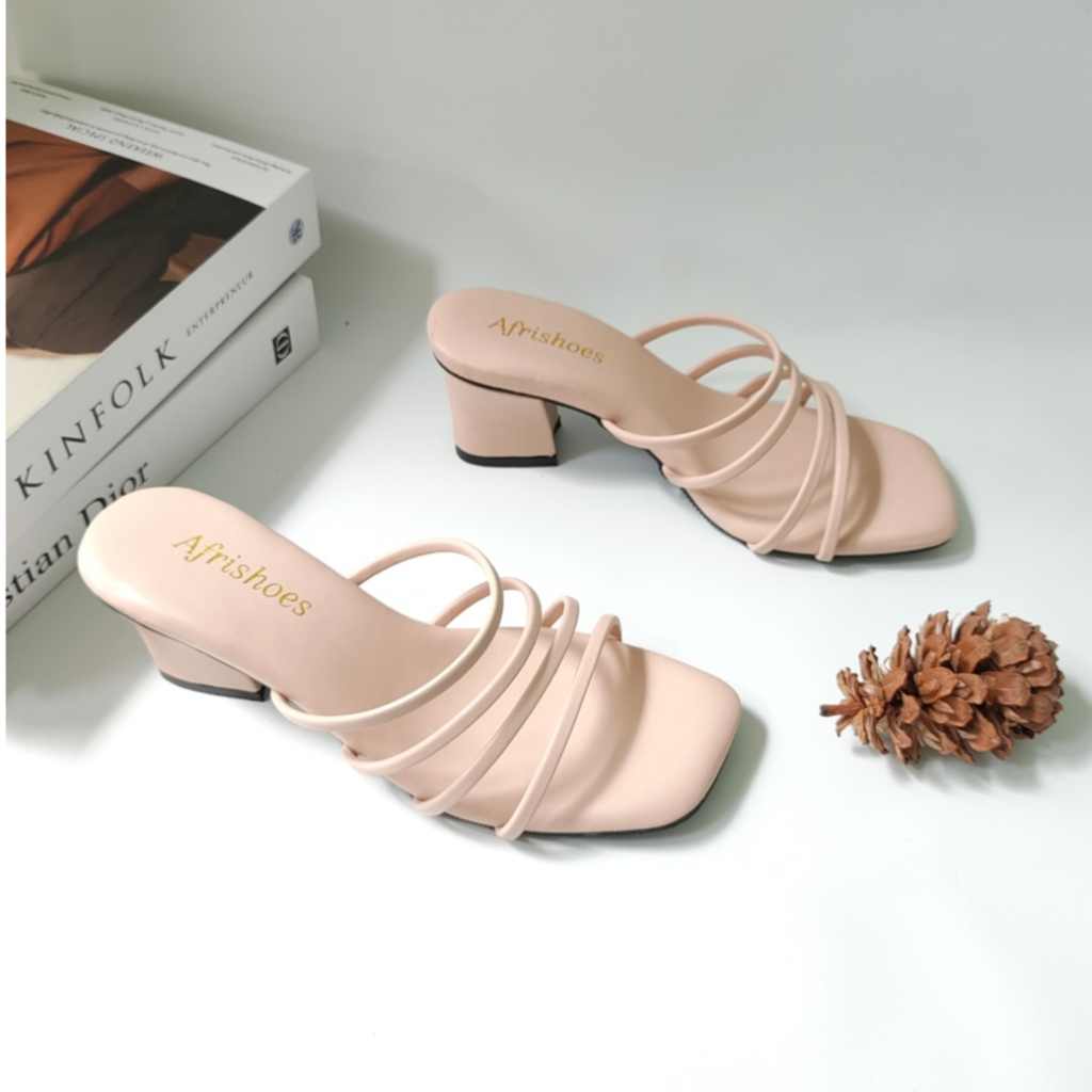 Afrishoes ROSEE Sandal Heels Wanita EMPUK 5cm